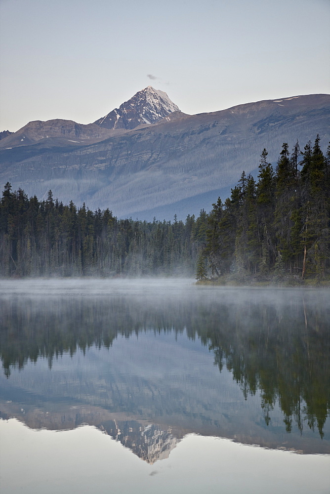 Mount Edith Cavell reflected in Leach Lake, Jasper National Park, UNESCO World Heritage Site, Alberta, Canada, North America