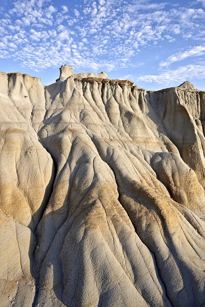 Badlands with clouds, Theodore Roosevelt National Park, North Dakota, United States of America, North America