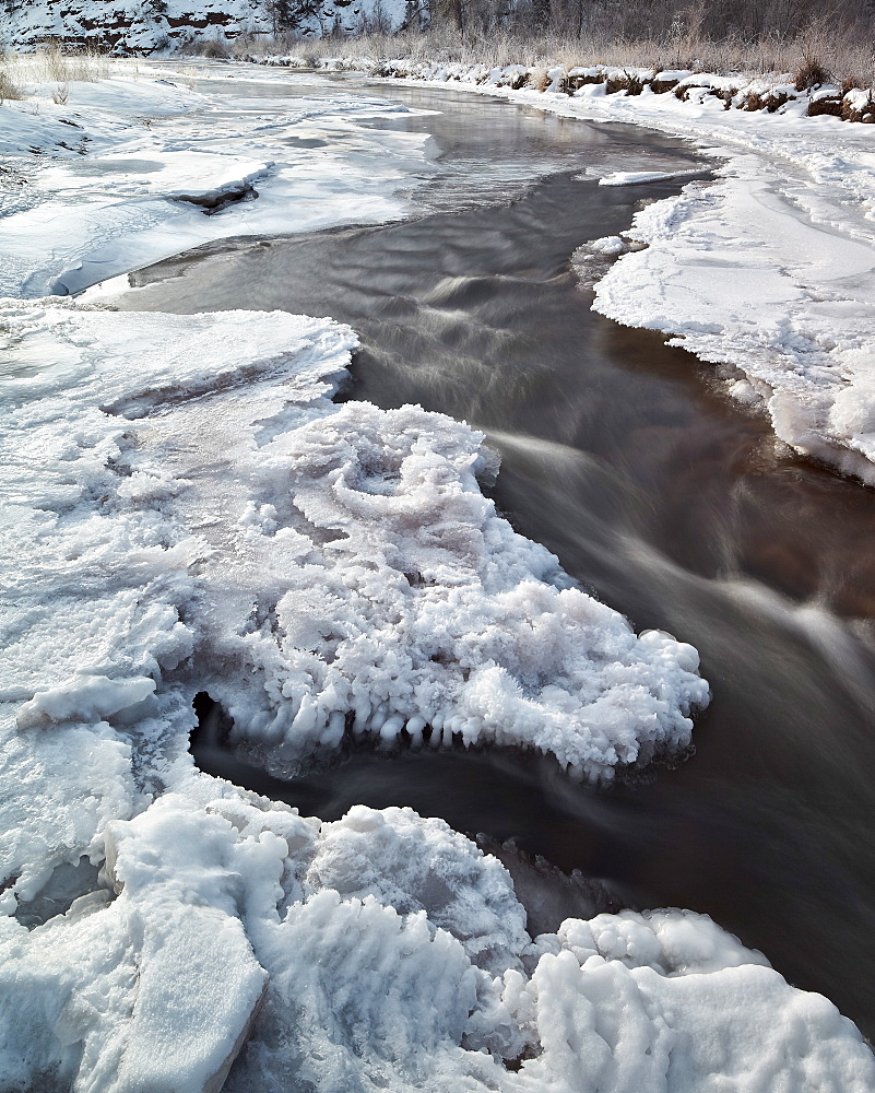 Frozen San Miguel River, San Miguel County, Colorado, United States of America, North America 