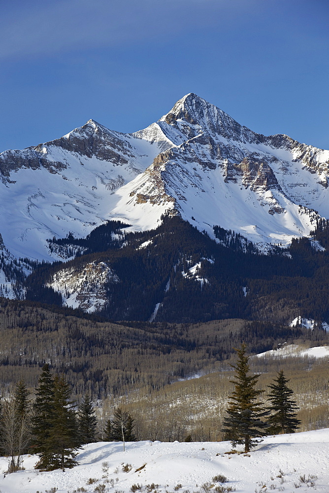 Wilson Peak in the winter, Uncompahgre National Forest, Colorado, United States of America, North America 