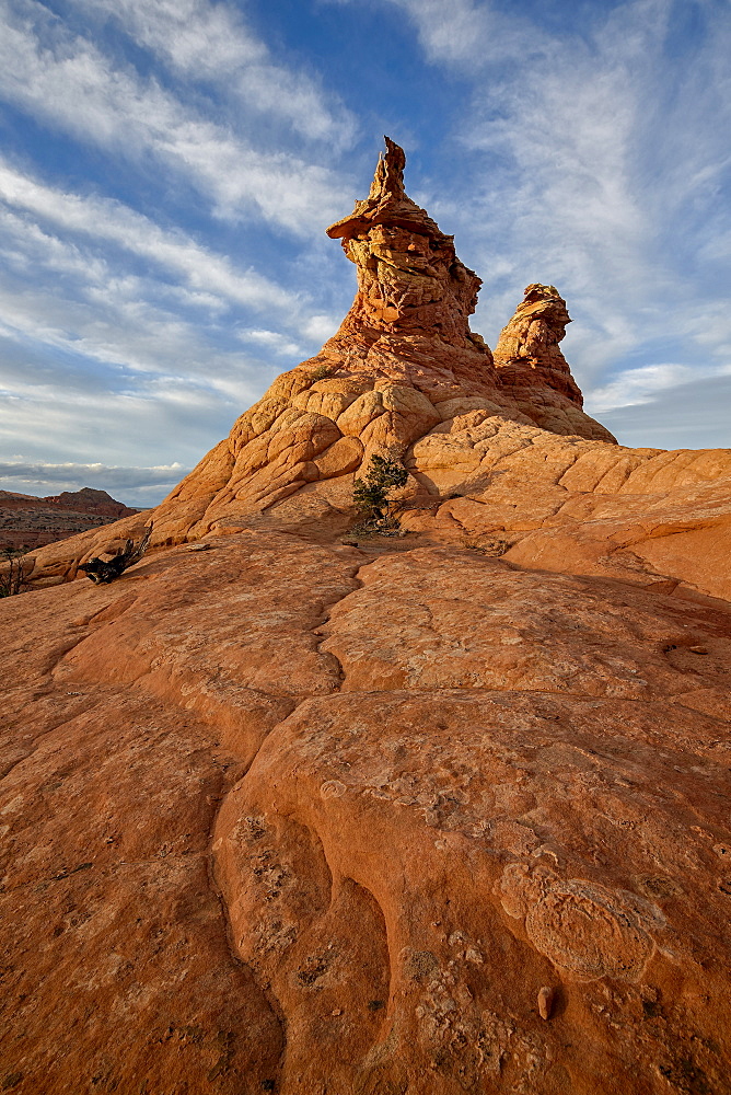 Sandstone formations under clouds, Coyote Buttes Wilderness, Vermilion Cliffs National Monument, Arizona, United States of America, North America