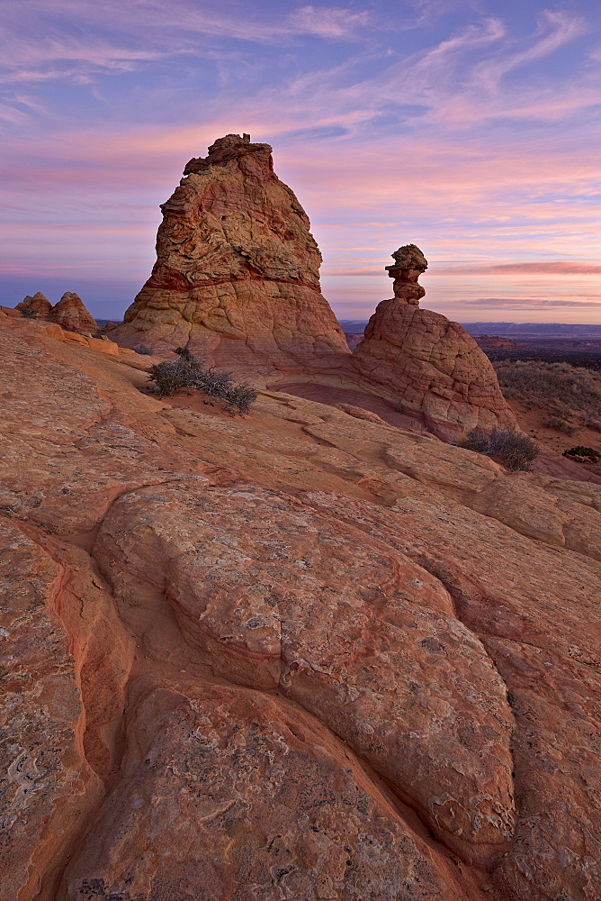 Sandstone formations at sunrise, Coyote Buttes Wilderness, Vermilion Cliffs National Monument, Arizona, United States of America, North America