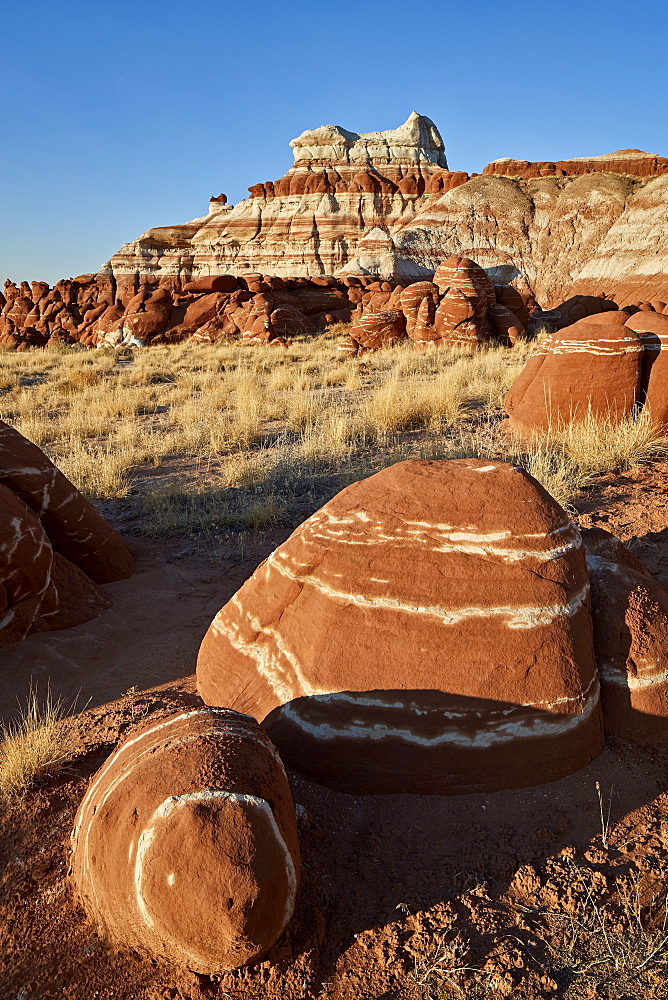 Striped red-rock boulders, Hopi Reservation, Arizona, United States of America, North America