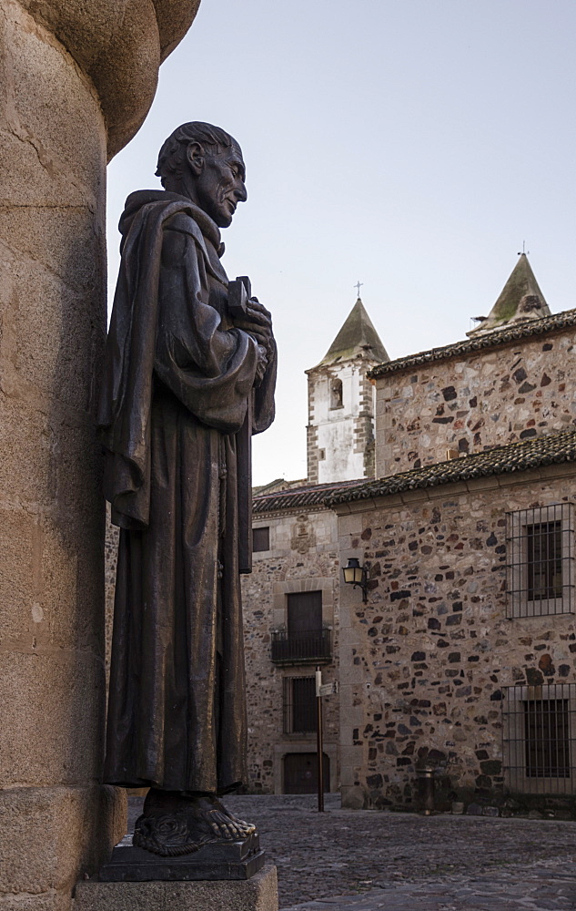 San Pedro de Alcantara statue in Caceres, UNESCO World Heritage Site, Extremadura, Spain, Europe