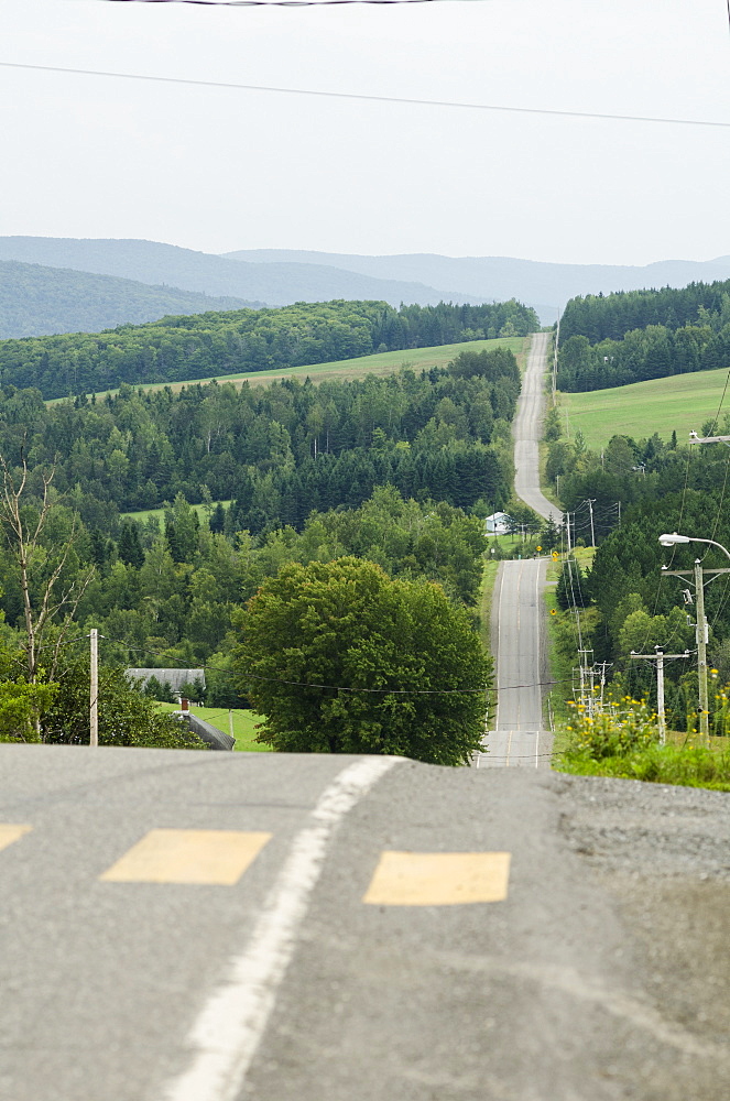 Empty road, Auclair, Quebec Province, Canada, North America