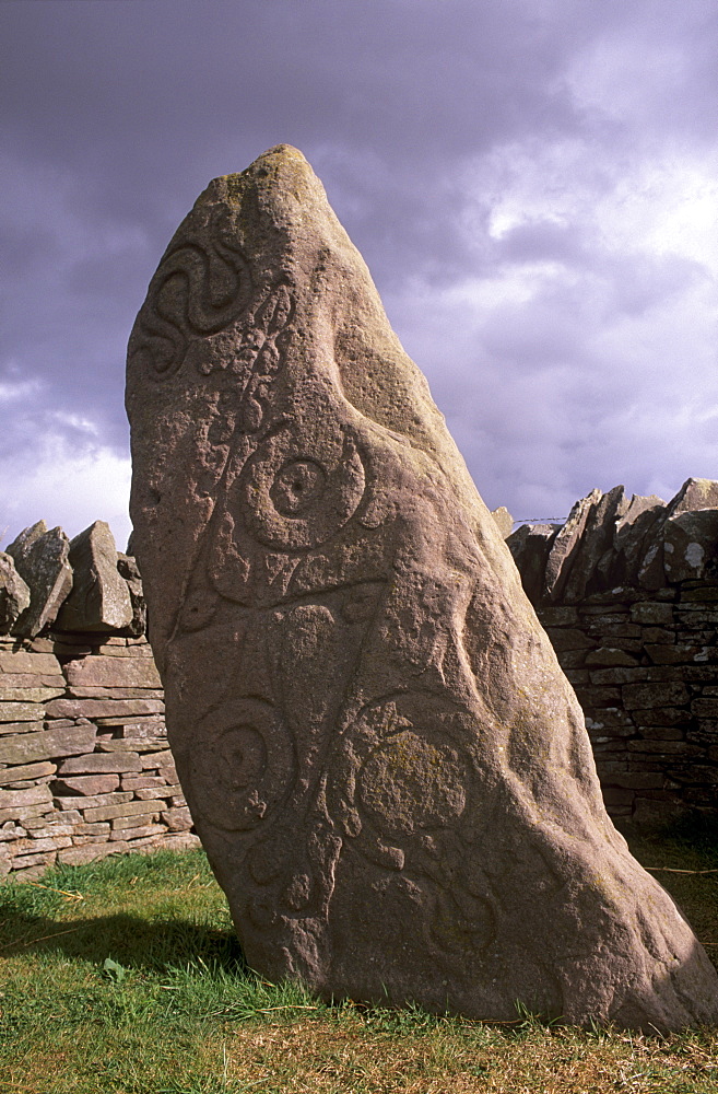 Stone with Pictish and early Christian symbols, Aberlemno Pictish Stones, Aberlemno, Angus, Scotland, United Kingdom, Europe