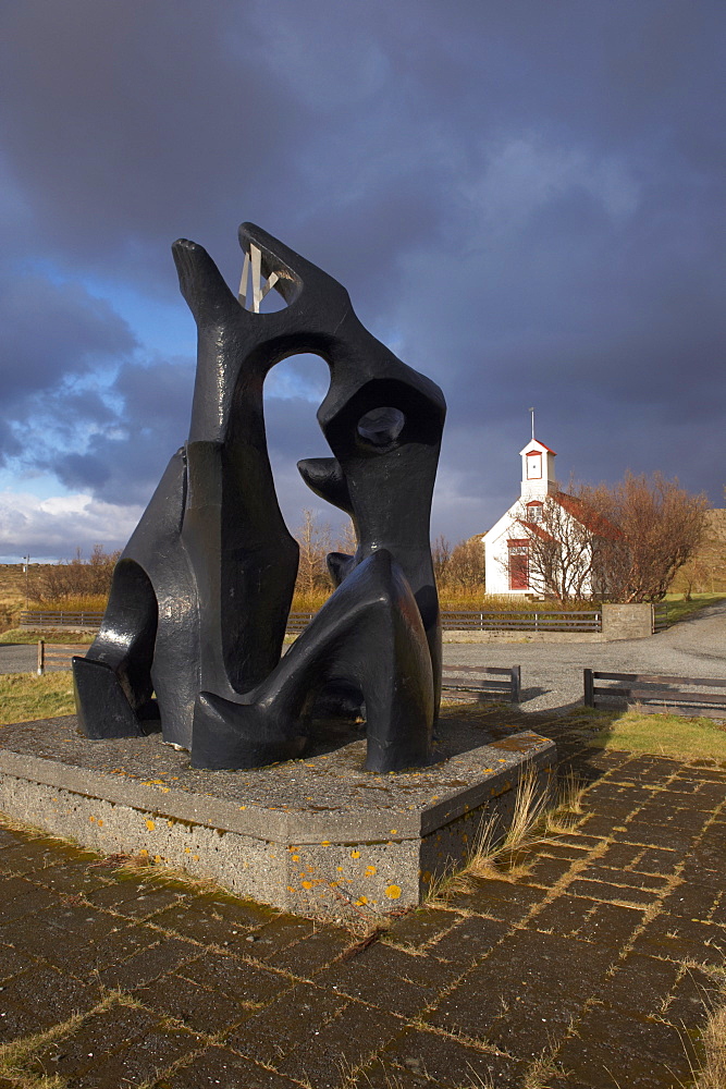 Sonatorrek, modern sculpture created in 1881 by Icelandic sculptor Asmundur Sveinsson, based on poem Sonatorrek, by the 10th century Icelandic warrior-poet Egill Skalla-Grimsson, Borg (Borg a Myrum), near Borgarnes, West Iceland, Iceland, Polar Regions