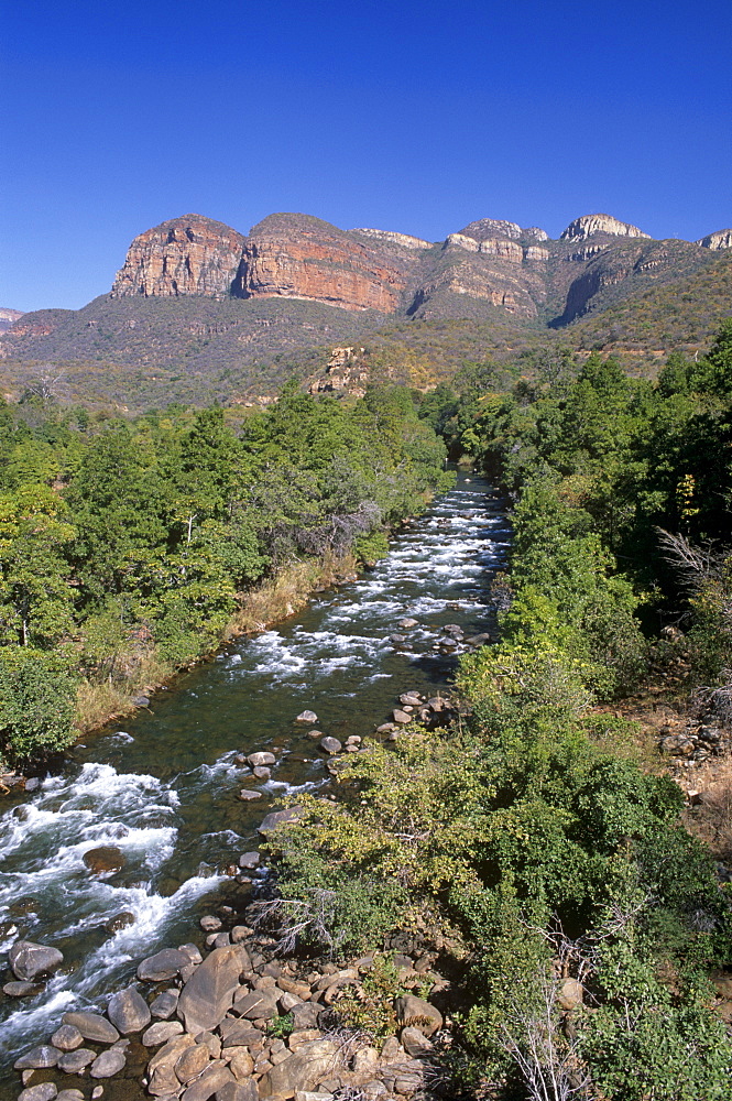 River flowing under the Great Escarpment in the Mpumalanga region, South Africa, Africa