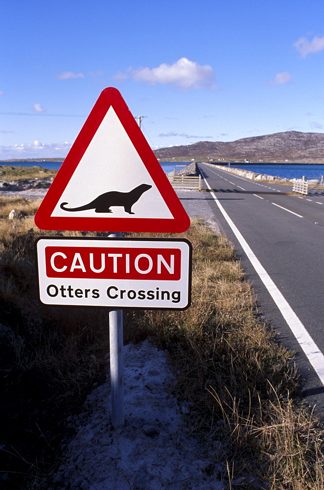 Otters road sign, Shetland Islands, Scotland, United Kingdom, Europe