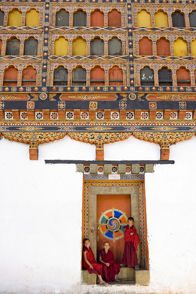 Buddhist monks, Paro Dzong, Paro, Bhutan, Asia