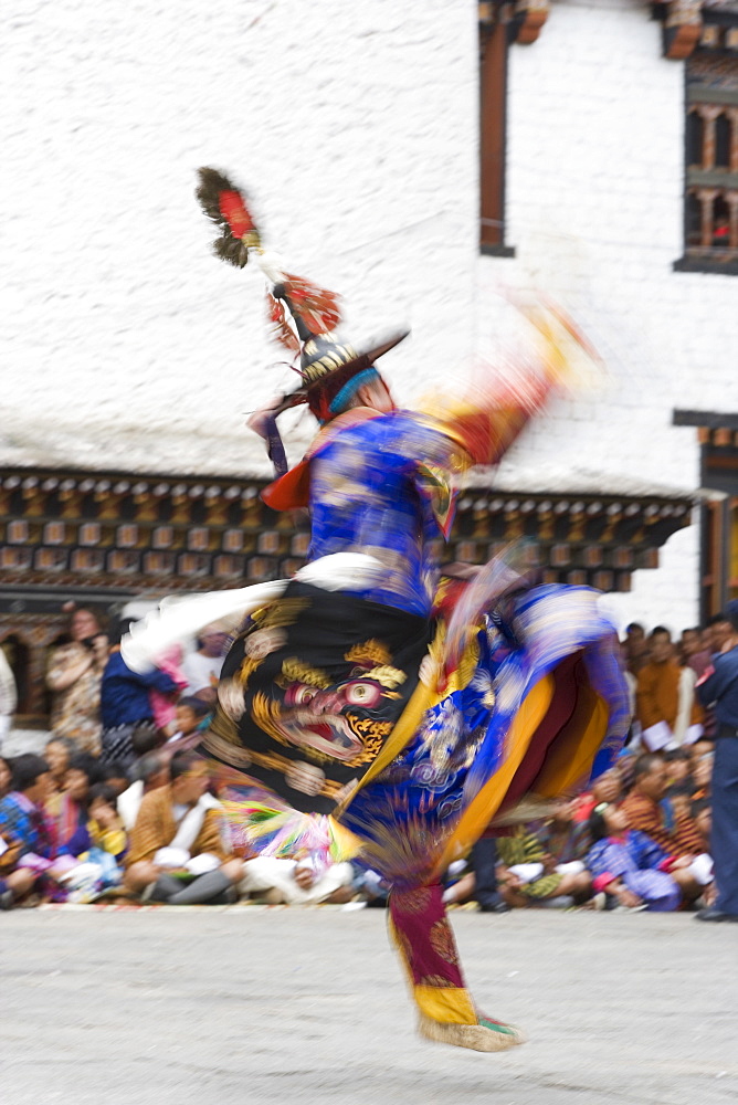 Buddhist festival (Tsechu), Trashi Chhoe Dzong, Thimphu, Bhutan, Asia