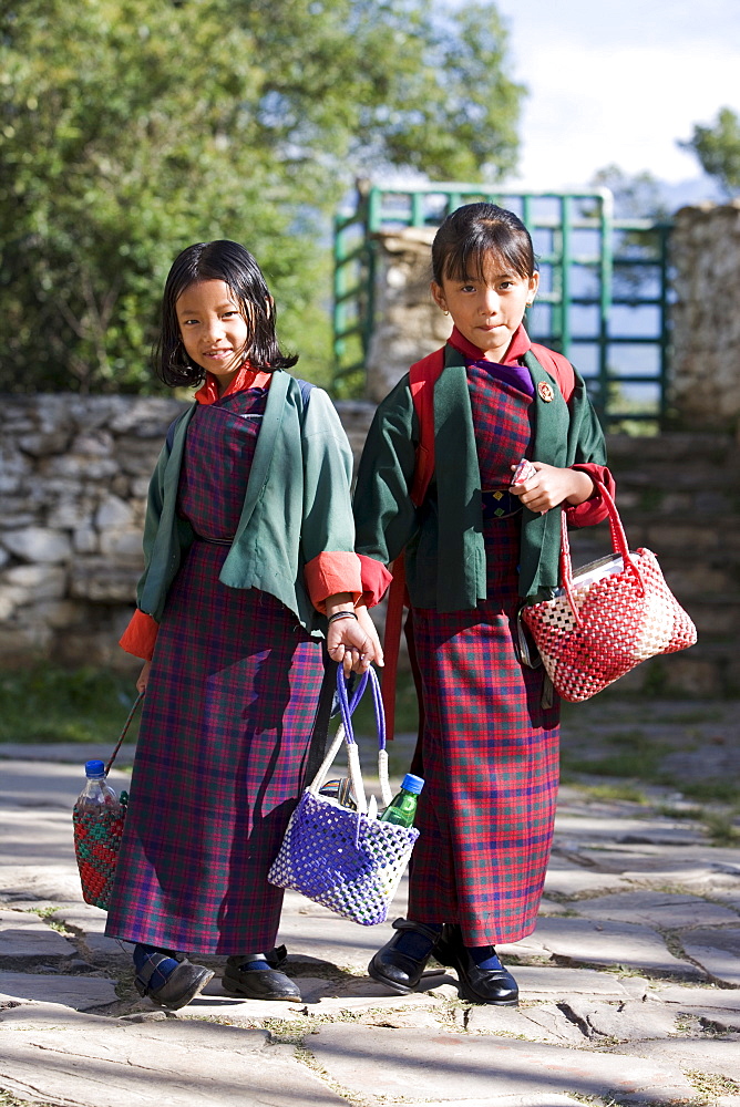 Schoolgirls, Paro, Bhutan, Asia