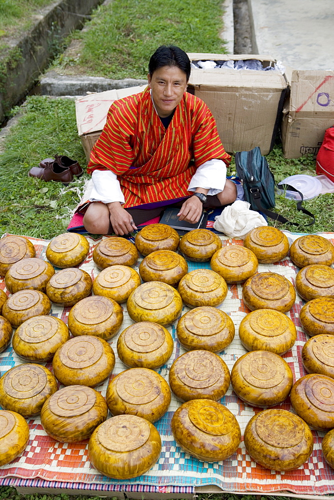 Market during Buddhist festival (Tsechu), Thimphu, Bhutan, Asia