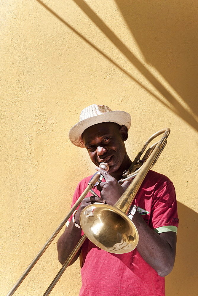 Trombone player, Havana, Cuba, West Indies, Central America