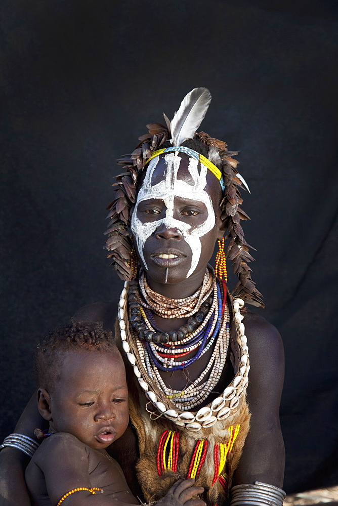 Karo people in the village of Kolcho, Omo Valley, Ethiopia, Africa