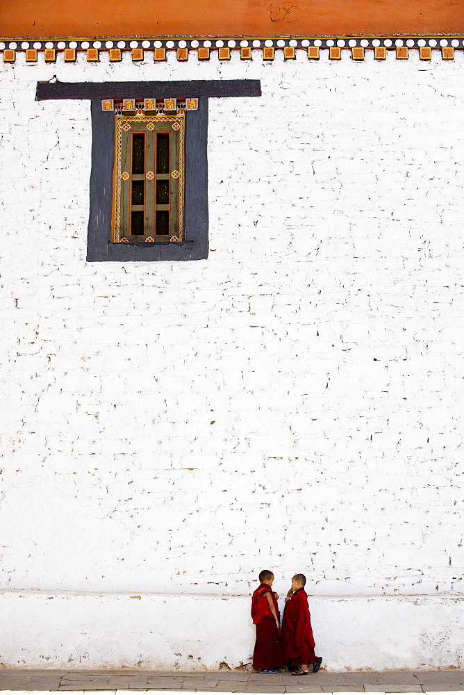 Buddhist monks, Paro Dzong, Paro, Bhutan, Asia