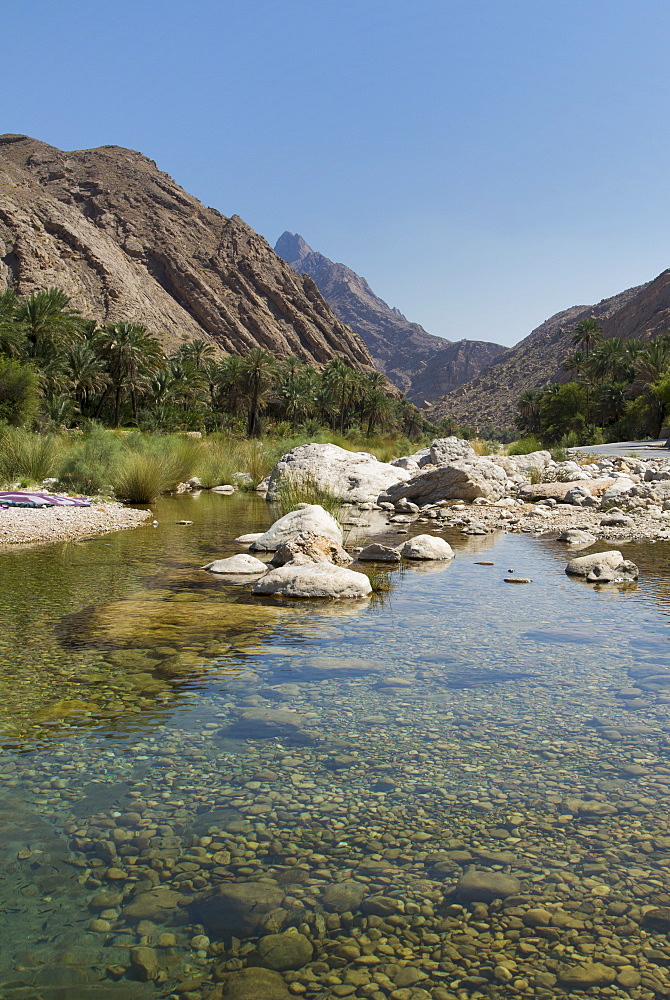 Wadi Bani Khalid, an oasis in the desert, Oman, Middle East