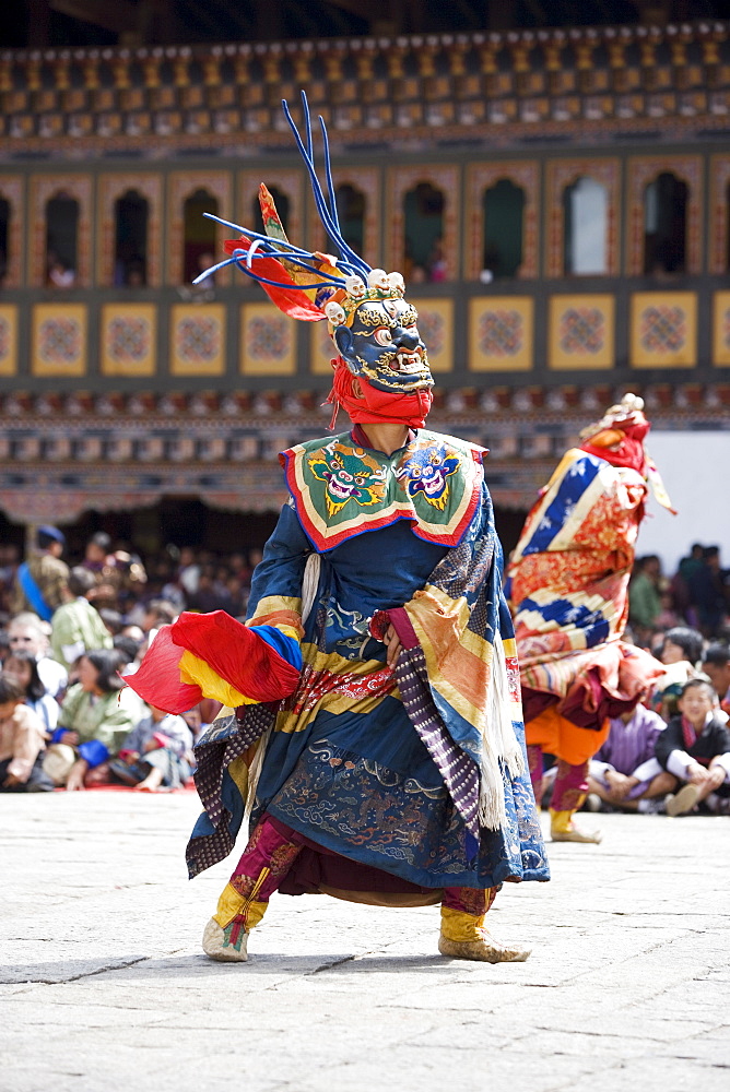 Buddhist festival (Tsechu), Trashi Chhoe Dzong, Thimphu, Bhutan, Asia