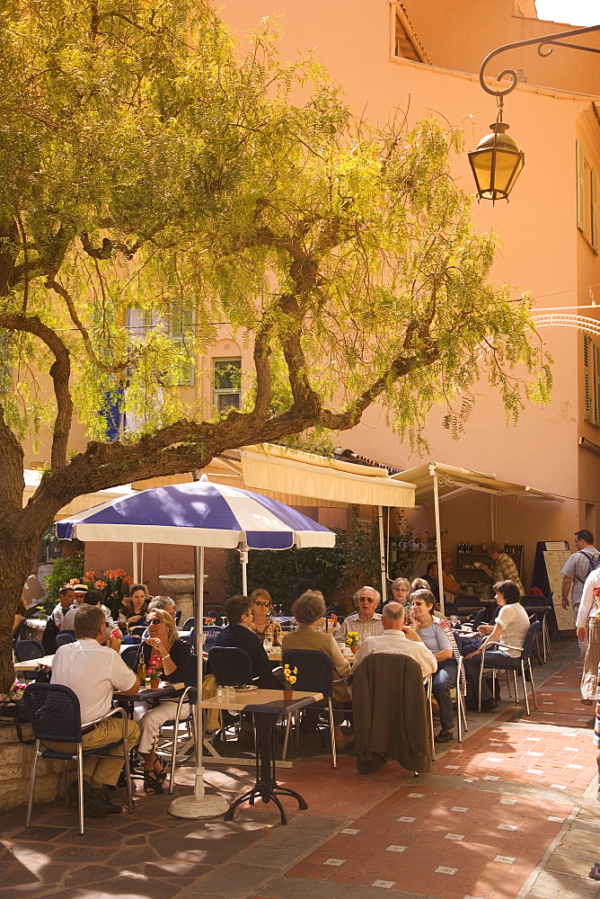 Cafe in the old town, Monaco, Cote d'Azur, Europe