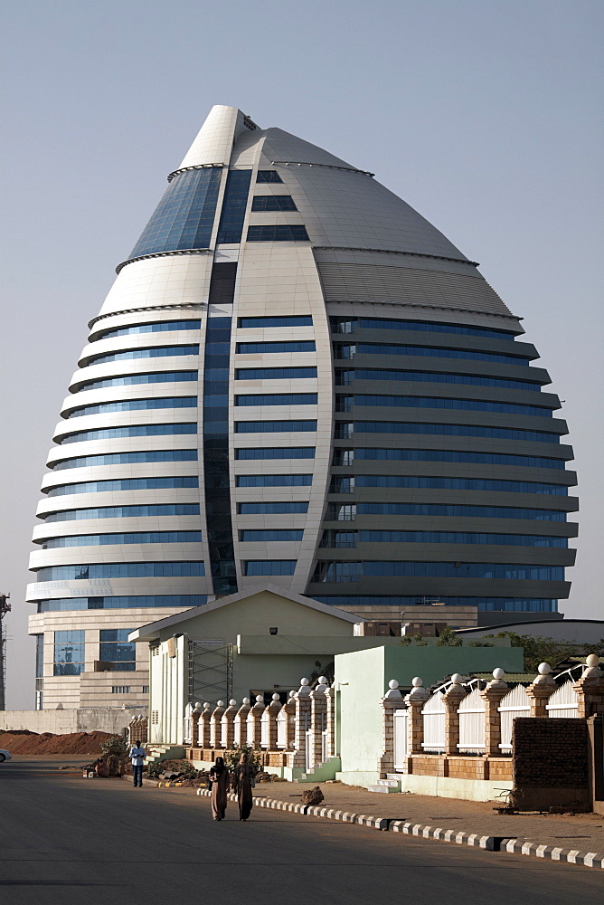 The 5-star Boji Al-Fateh Hotel (Libyan Hotel), designed to represent a sail, Khartoum, Sudan, Africa