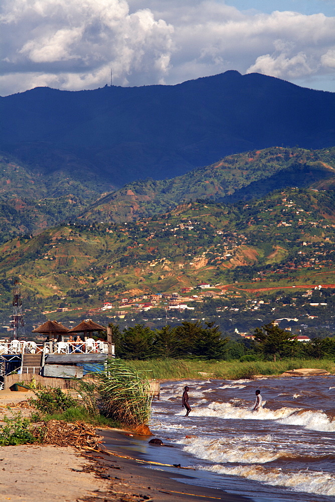 Plage des Cocotiers (Coconut Beach) also known as Saga Beach, Bujumbura, Lake Tanganyika, Burundi, East Africa, Africa