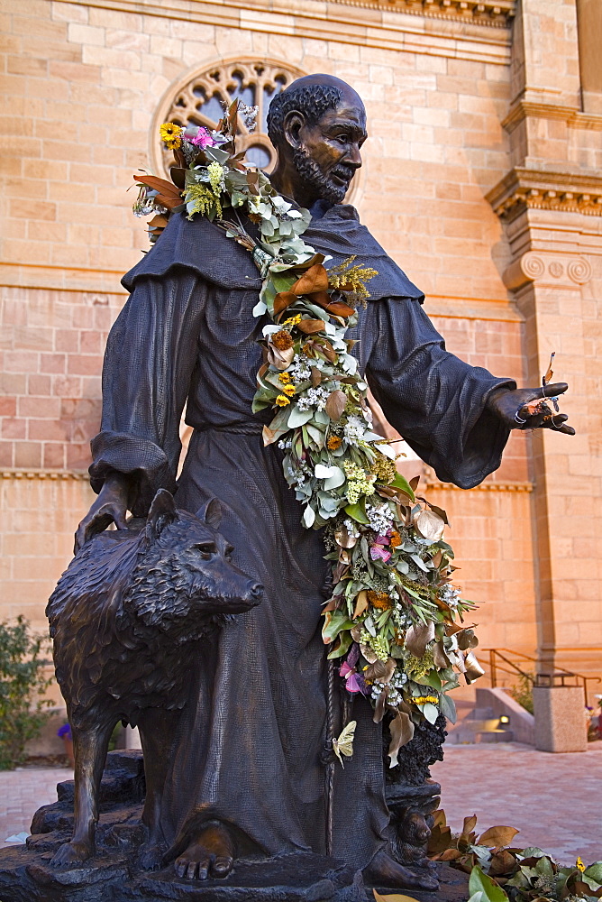 Statue of St. Francis of Assisi by Betty Sabo, St. Francis Cathedral, City of Santa Fe, New Mexico, United States of America, North America