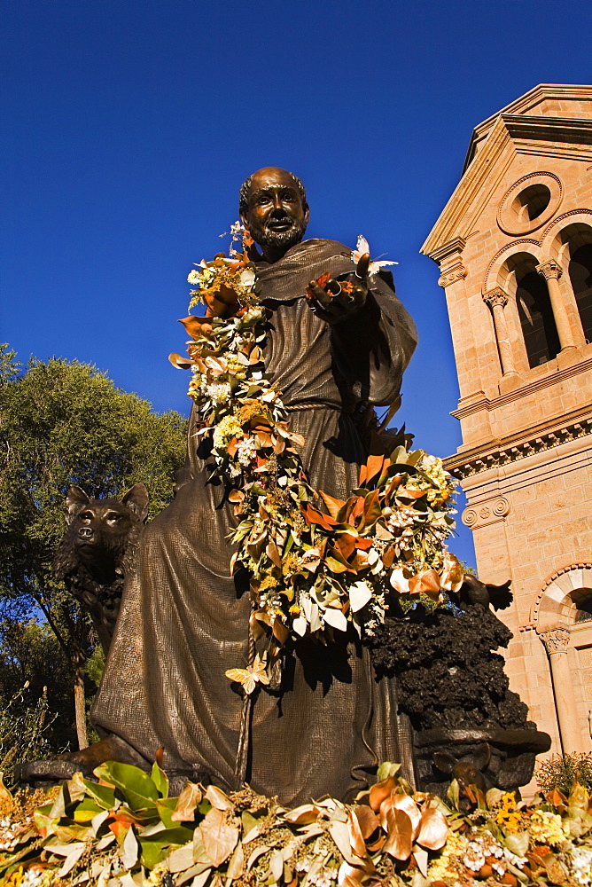 Statue of St. Francis of Assisi by Betty Sabo, St. Francis Cathedral, City of Santa Fe, New Mexico, United States of America, North America