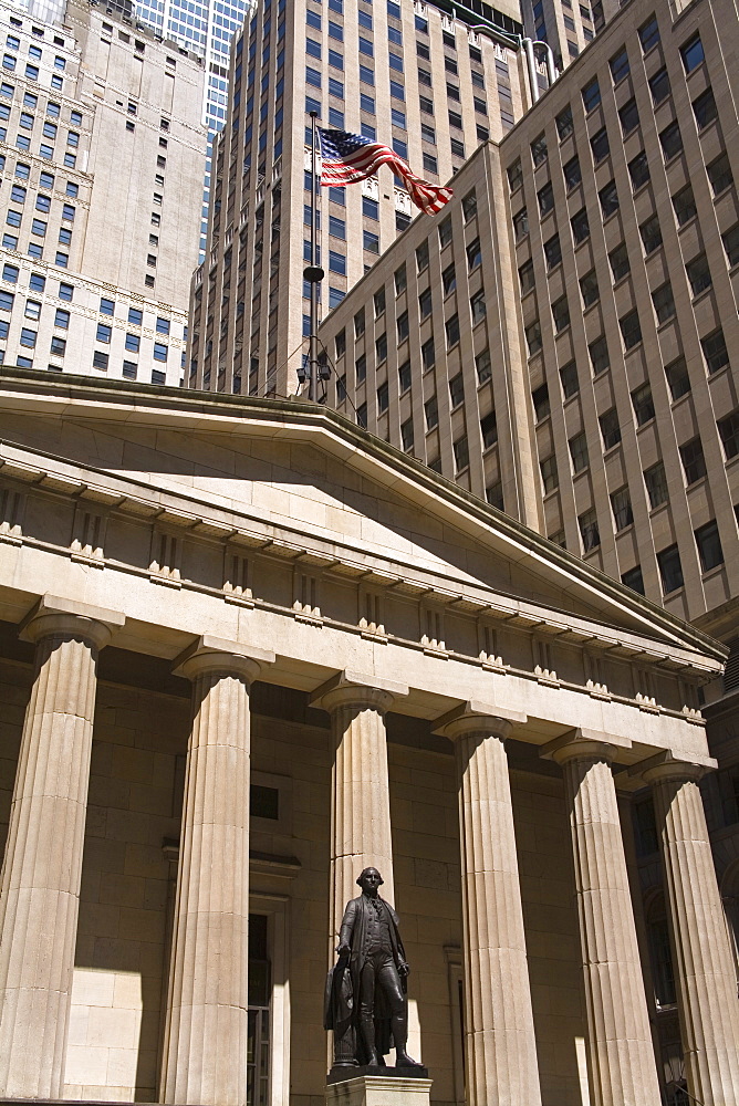 George Washington statue at Federal Hall, Lower Manhattan, New York City, New York, United States of America, North America