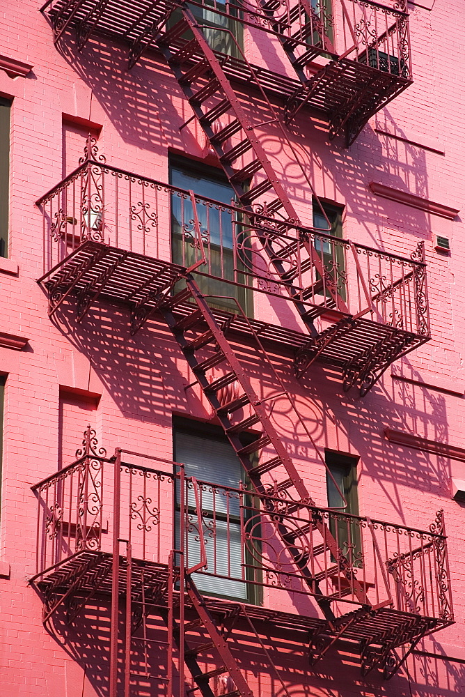 Pink Apartment Building in Soho District, Downtown Manhattan, New York City, New York, United States of America, North America