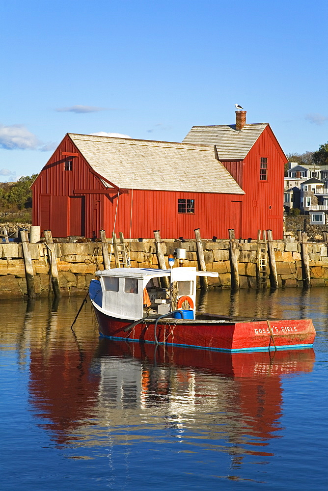 Boathouse in Rockport Harbor, Cape Ann, Greater Boston Area, Massachusetts, New England, United States of America, North America