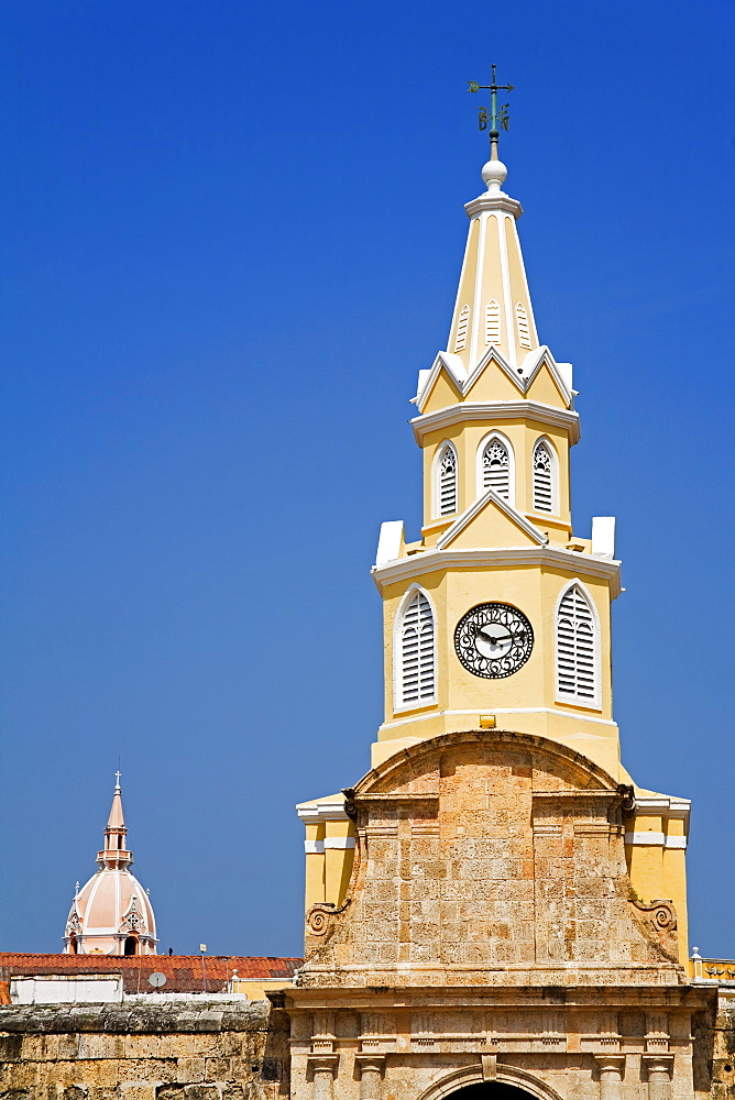 The Clock Tower, Old Walled City District, Cartagena City, Bolivar State, Colombia, South America