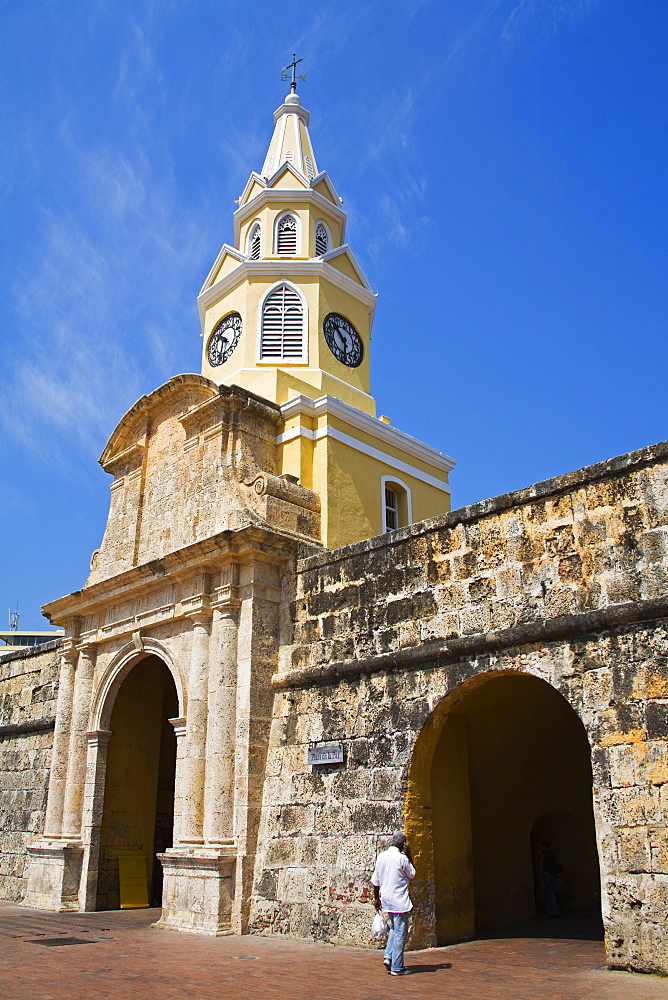 The Clock Tower, Old Walled City District, Cartagena City, Bolivar State, Colombia, South America