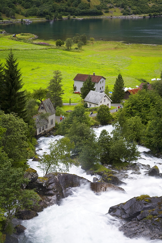 Waterfall in Geiranger Valley, Geirangerfjord, Northern Fjord Region, Norway, Scandinavia, Europe