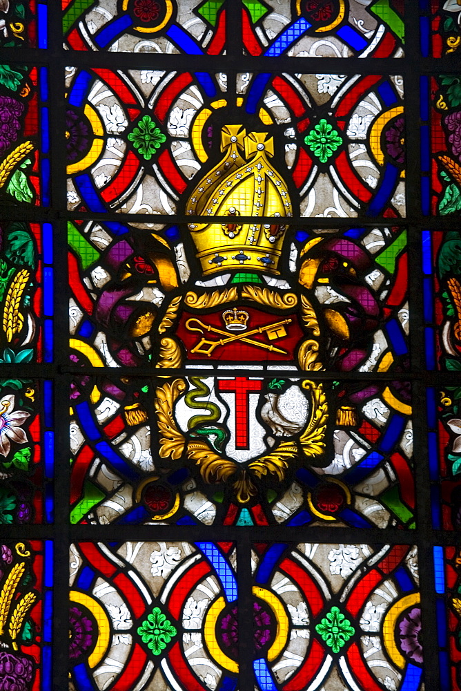 Stained glass window, St. John's Cathedral, St. Johns, Antigua Island, Antigua and Barbuda, Leeward Islands, Lesser Antilles, West Indies, Caribbean, Central America