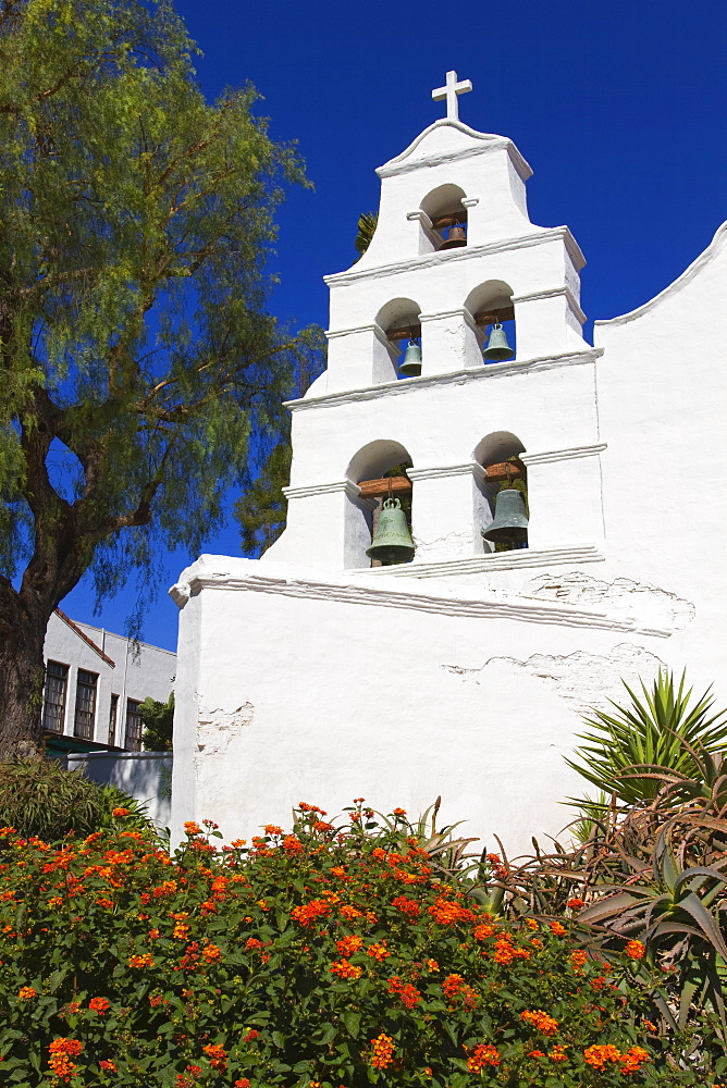 Bell tower at Mission Basilica San Diego de Alcala, San Diego, California, United States of America, North America