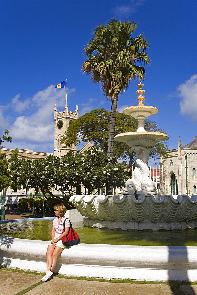 Fountain in Hero Square, Bridgetown, Barbados, West Indies, Caribbean, Central America