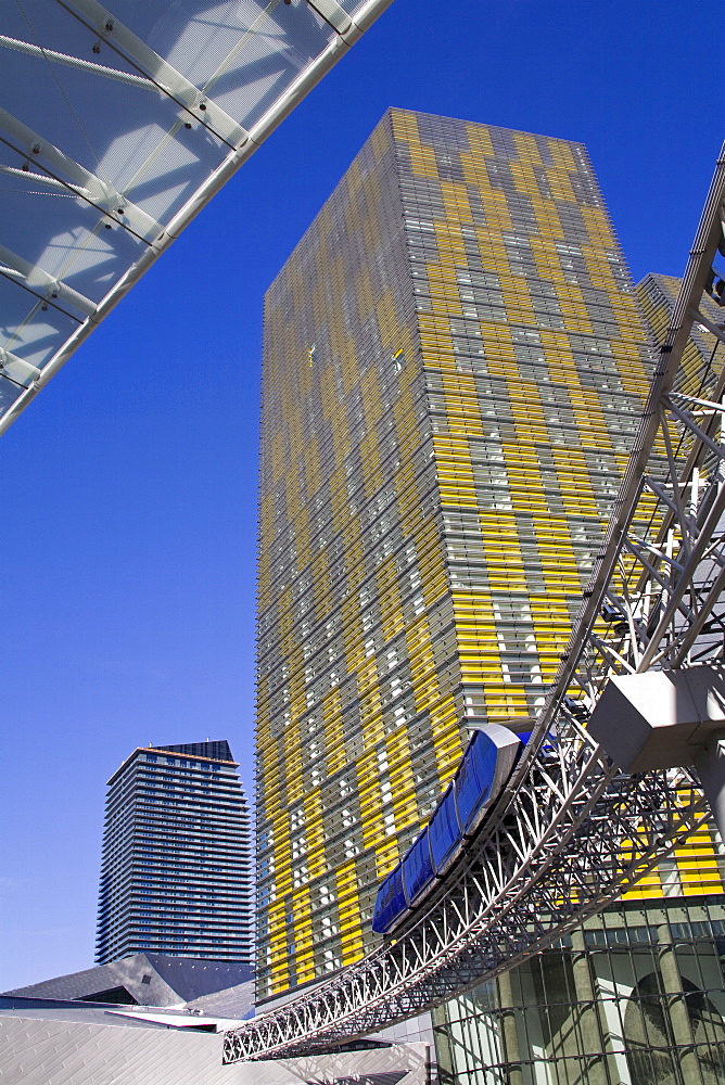 Monorail and Veer Towers at CityCenter, Las Vegas, Nevada, United States of America, North America