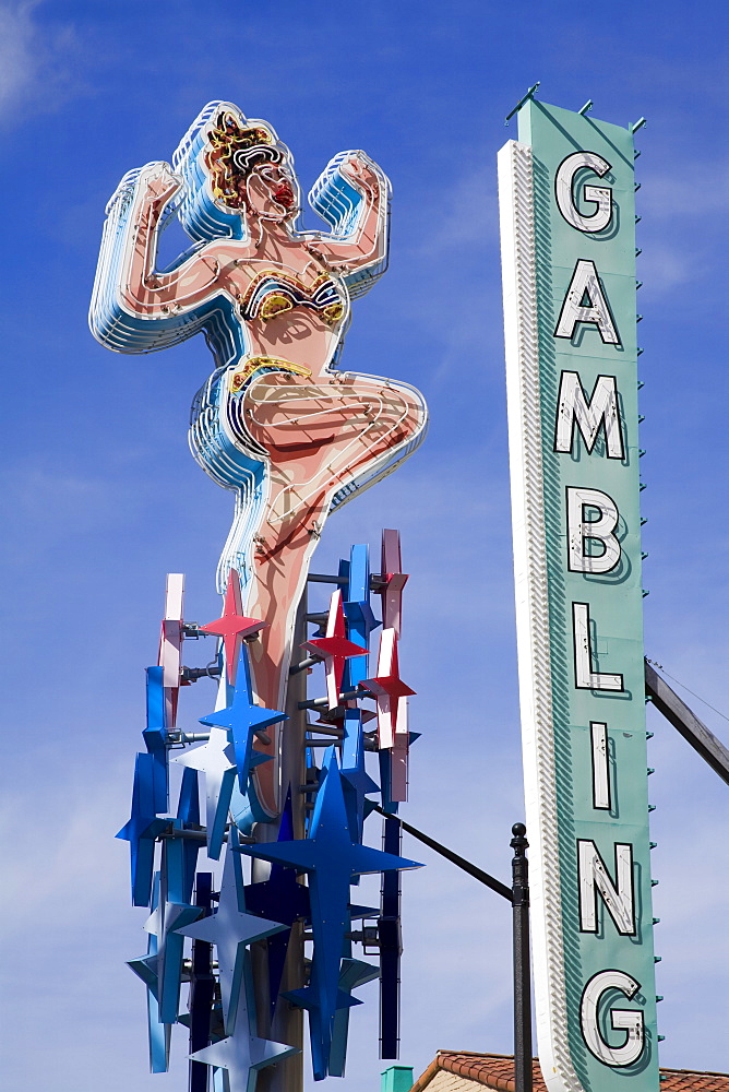 Historic Lucky Lady neon sign on Fremont Street, , Las Vegas, Nevada, United States of America, North America