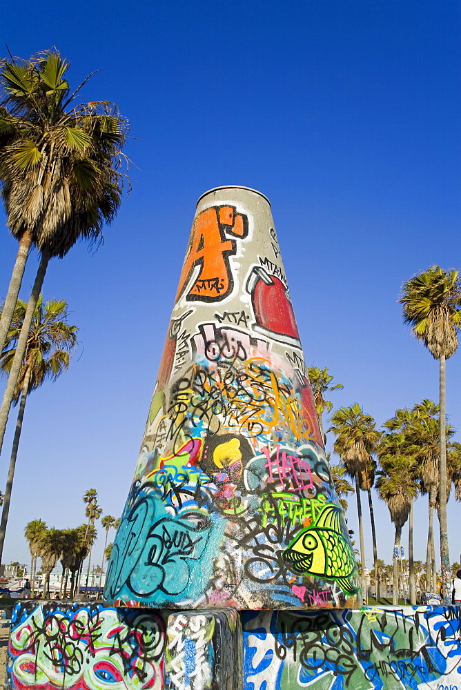 Art Walls, legal graffiti, on Venice Beach, Los Angeles, California, United States of America, North America