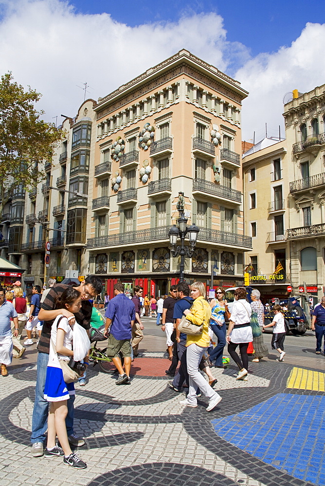 Tile Mosaic by Joan Miro on Las Ramblas, Barcelona, Catalonia, Spain, Europe