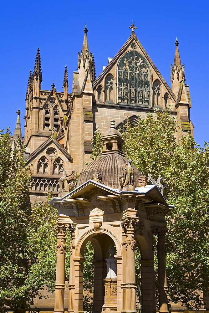 Water fountain near St. Mary's Cathedral, Central Business District, Sydney, New South Wales, Australia, Pacific