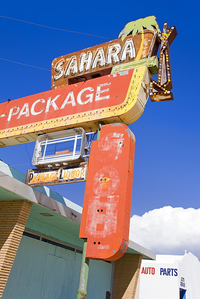 Old motel sign in Santa Rosa, New Mexico, United States of America, North America