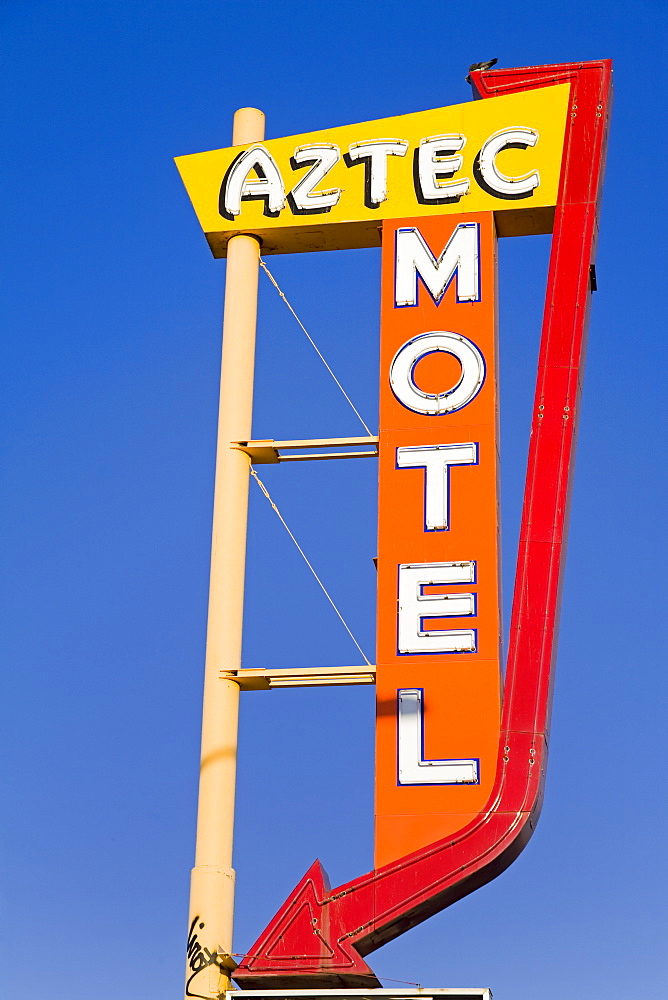 Route 66 motel sign in Nob Hill District, Albuquerque, New Mexico, United States of America, North America