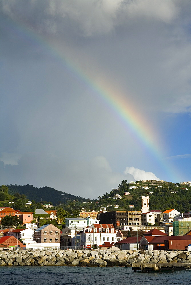 Rainbow over the Esplanade area, St. George's, Grenada, Windward Islands, Lesser Antilles, West Indies, Caribbean, Central America