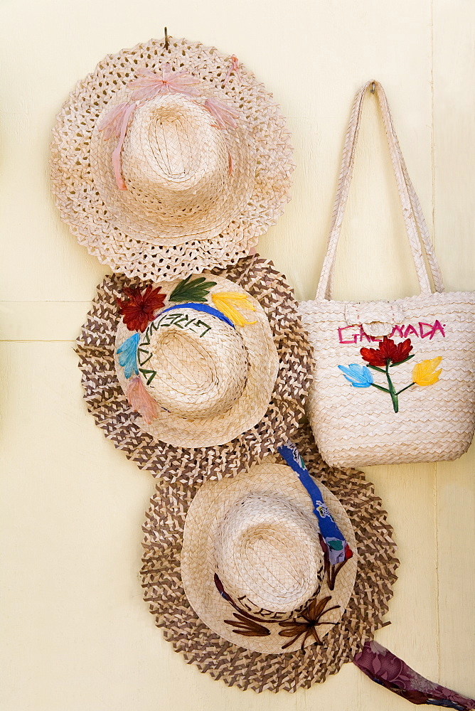 Straw hats in the market, St. George's, Grenada, Windward Islands, Lesser Antilles, West Indies, Caribbean, Central America