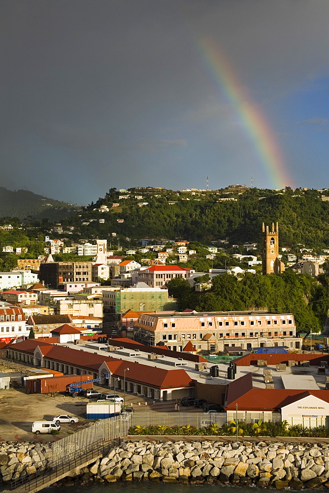 Rainbow over the Esplanade area, St. George's, Grenada, Windward Islands, Lesser Antilles, West Indies, Caribbean, Central America