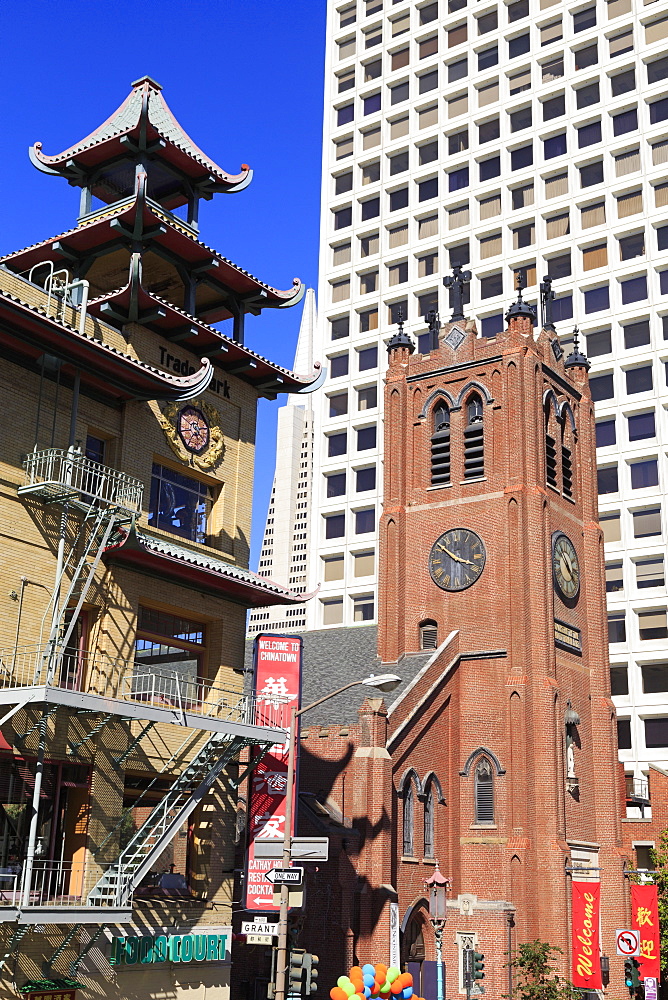 Old St. Mary's Church, Chinatown, San Francisco, California, United States of America, North America