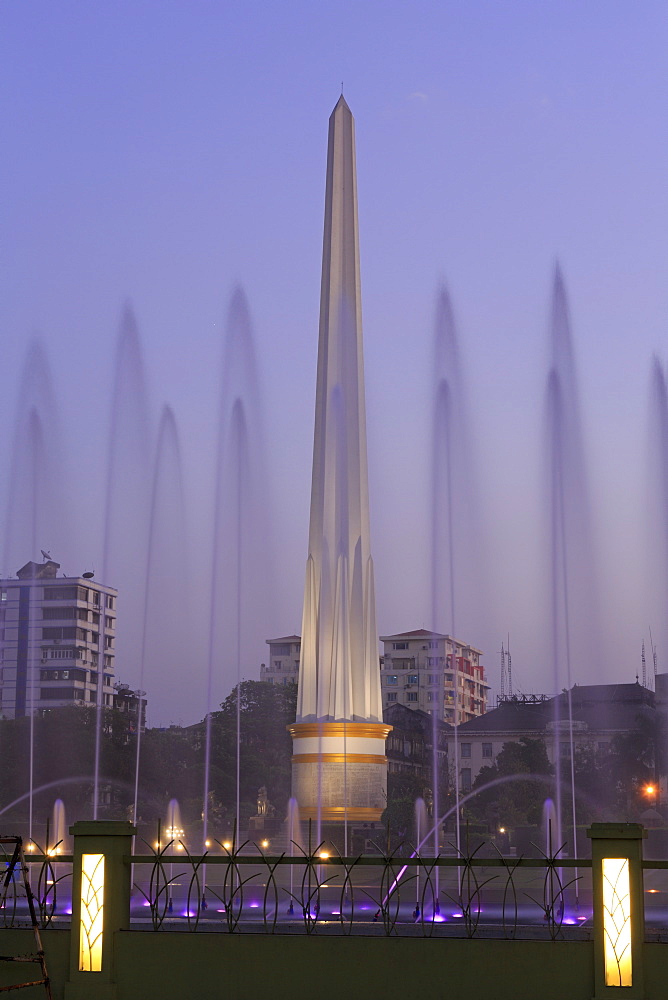 Fountain in People's Square, Yangon (Rangoon), Myanmar (Burma), Asia