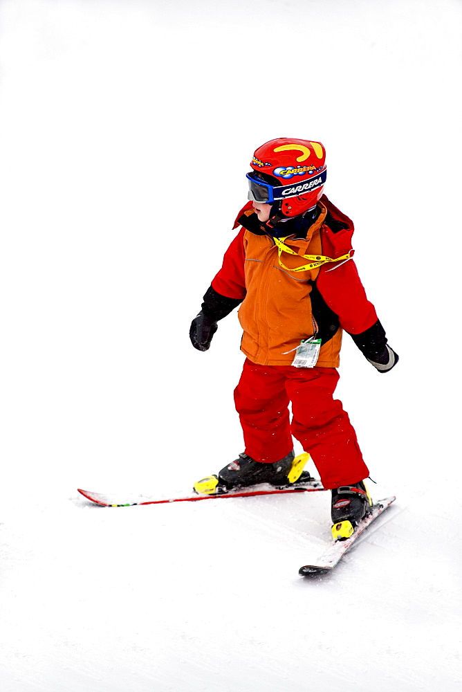 Child skiing, Arapahoe Basin Ski Resort, Rocky Mountains, Colorado, United States of America