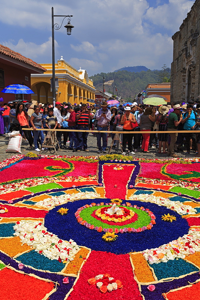 Alfrombras for Holy Week Procession, Antigua City, Guatemala, Central America